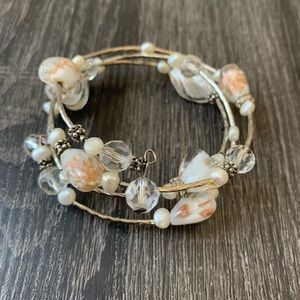 Silver beaded wrap bracelet